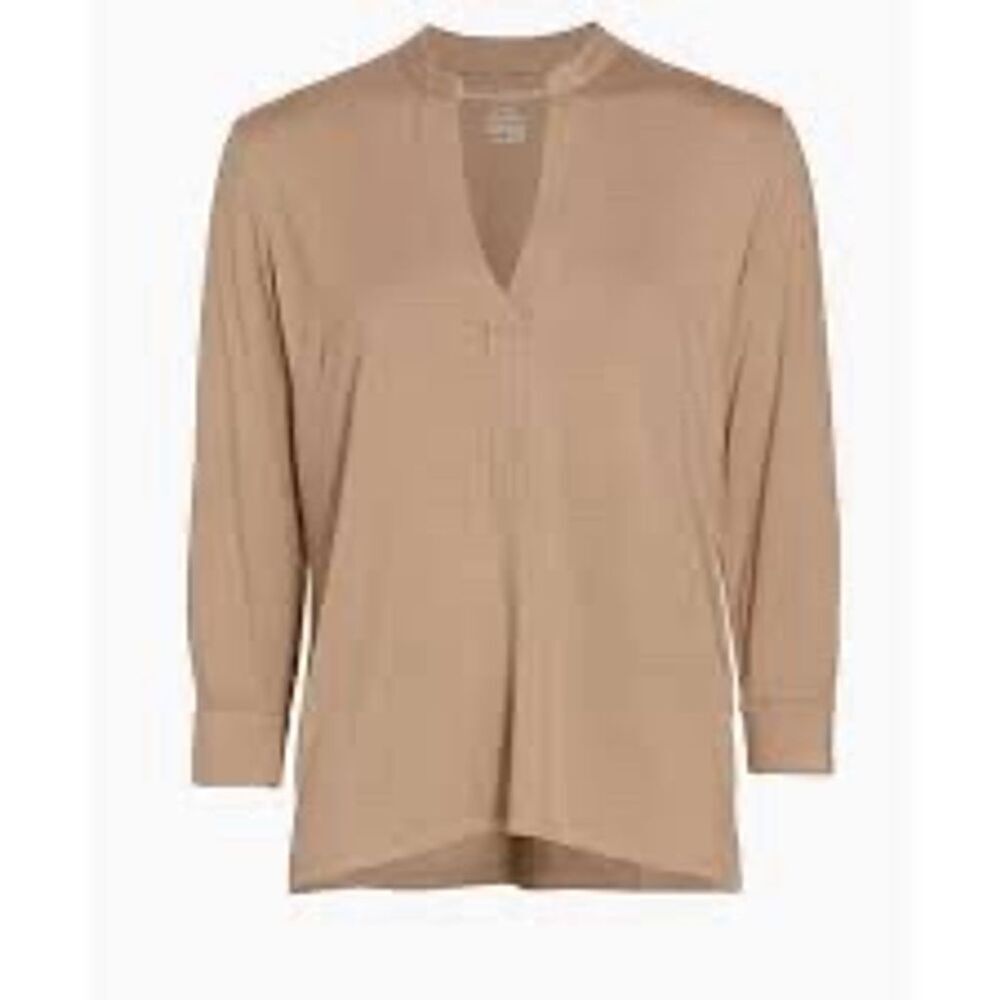 Majestic Filatures NWT Women's 3/4 Sleeve Soft Touch Top in Beige Size 2/S